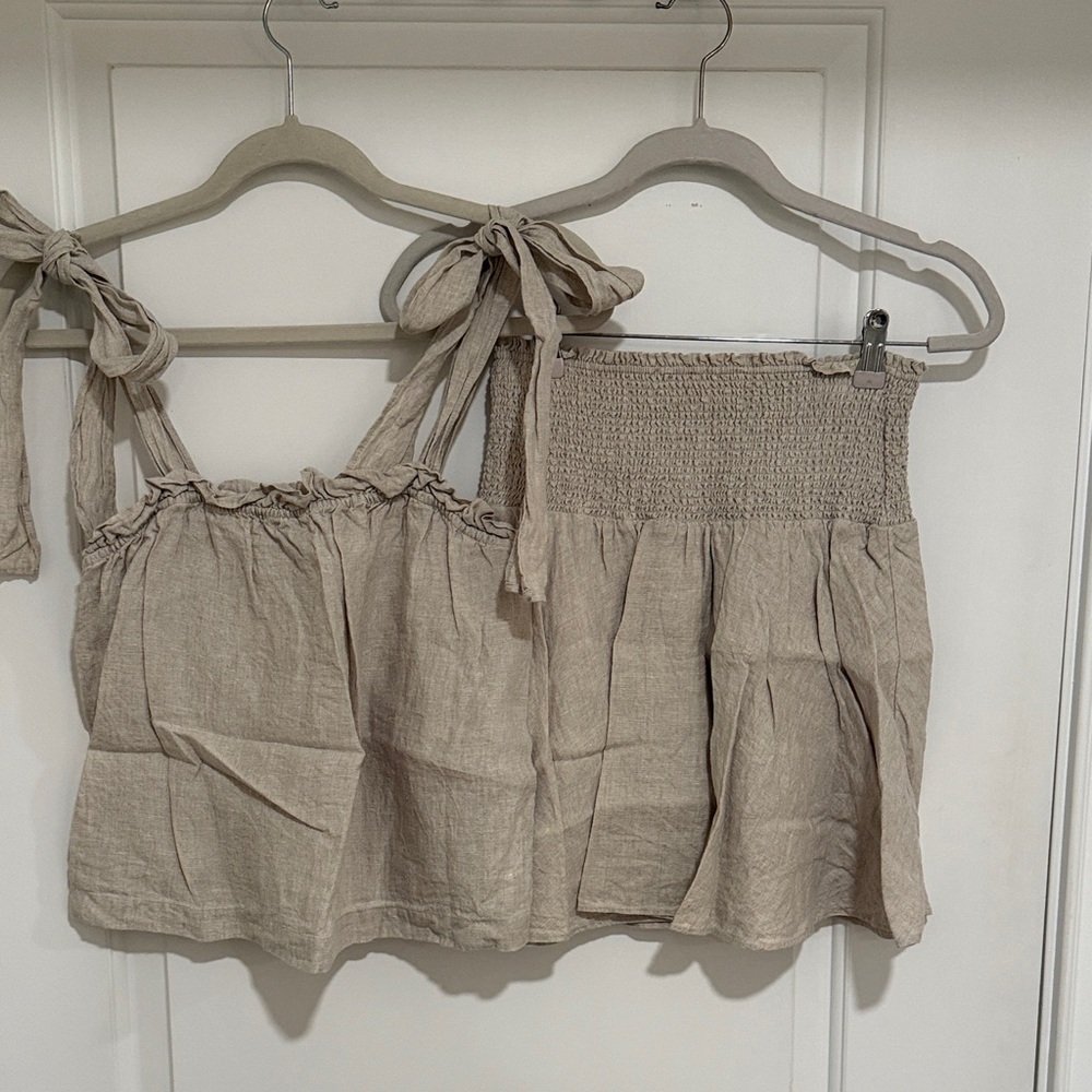 MATCHING SAT J. Crew Beige Line Tank Top and Smocked Skirt